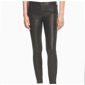 J BRAND L8001 Mid-Rise Stretch Lambskin Leather Skinny Pants Grey Size 27 NWOT